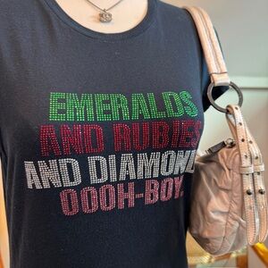 Vintage Y2K Cache Rhinestone Glam Tee, Paris Hilton Core
